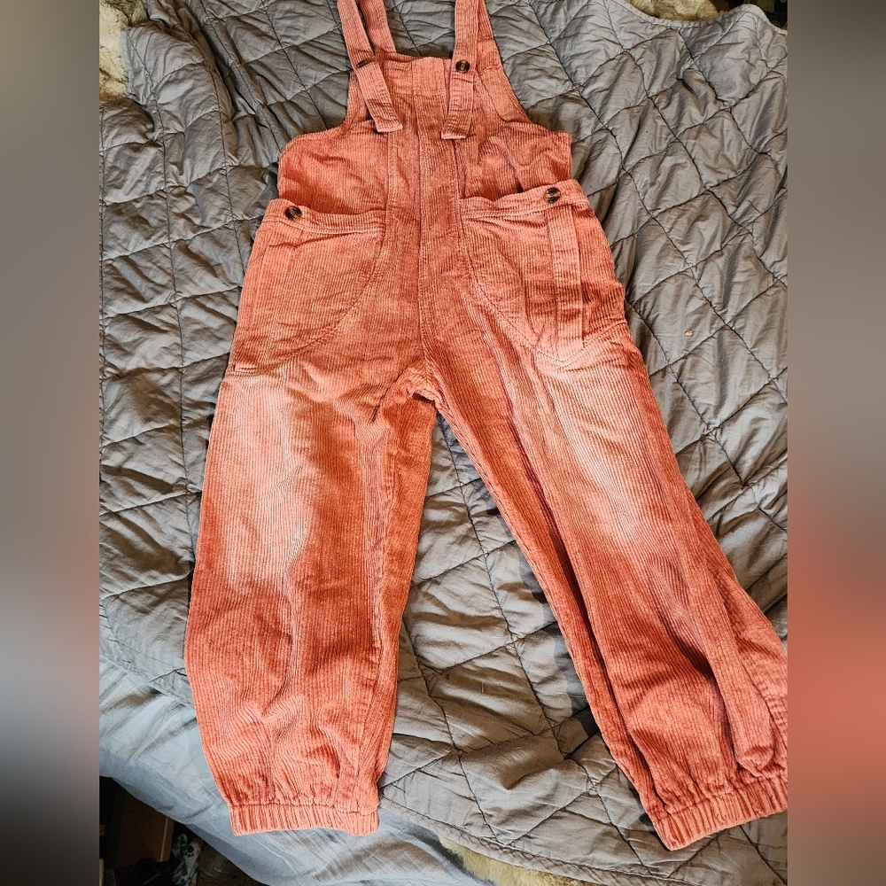 Orange Corduroy Overalls